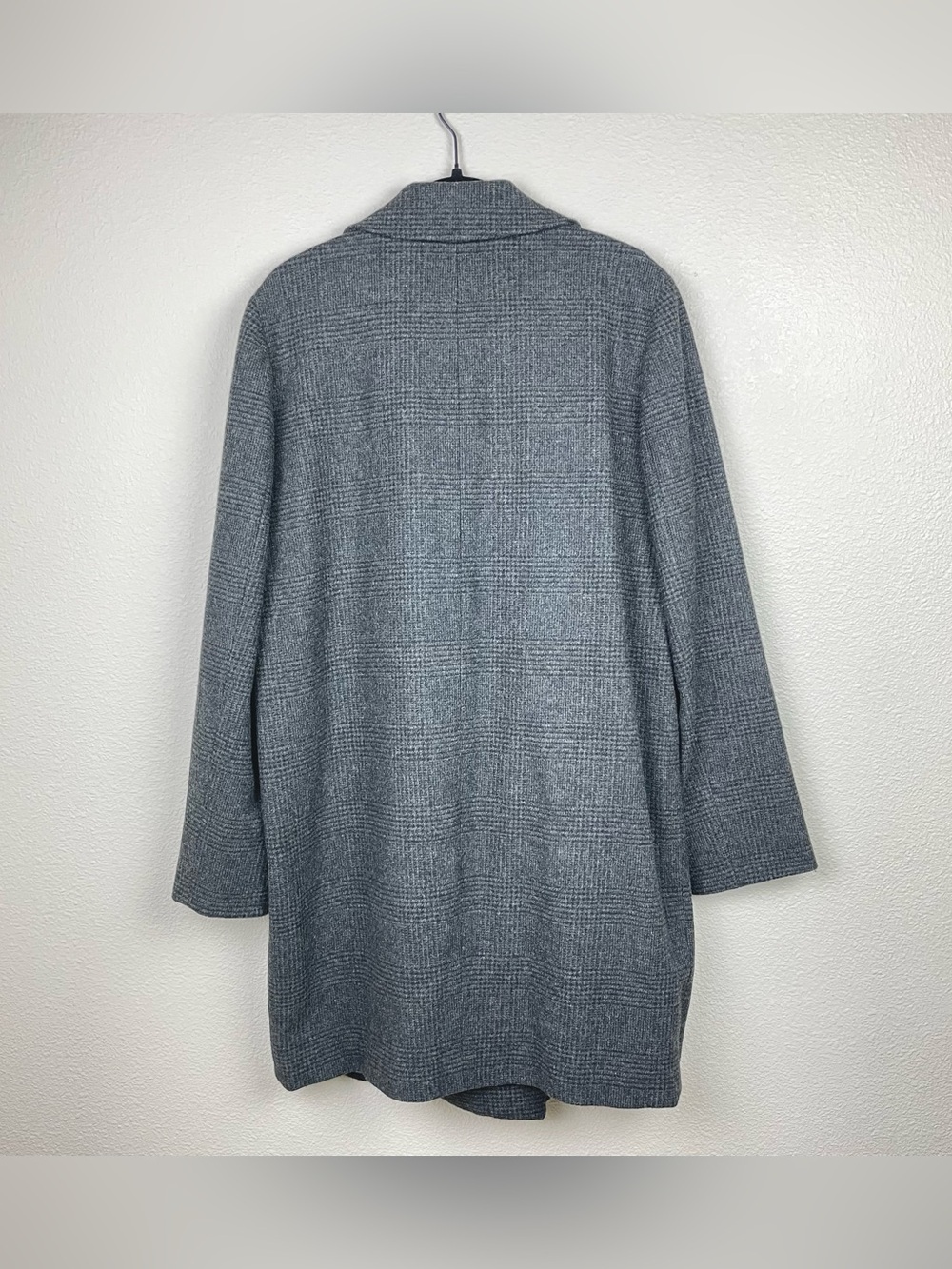 J.Crew Women's 10 Gray Plaid 100% Wool Blend Overcoat Highneck Posh Academia - Picture 13 of 16